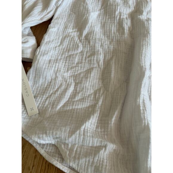 NWT Womens White Gauze Button-Up Shirt 2X 100% Cotton Lightweight Collared Top - Picture 5 of 10